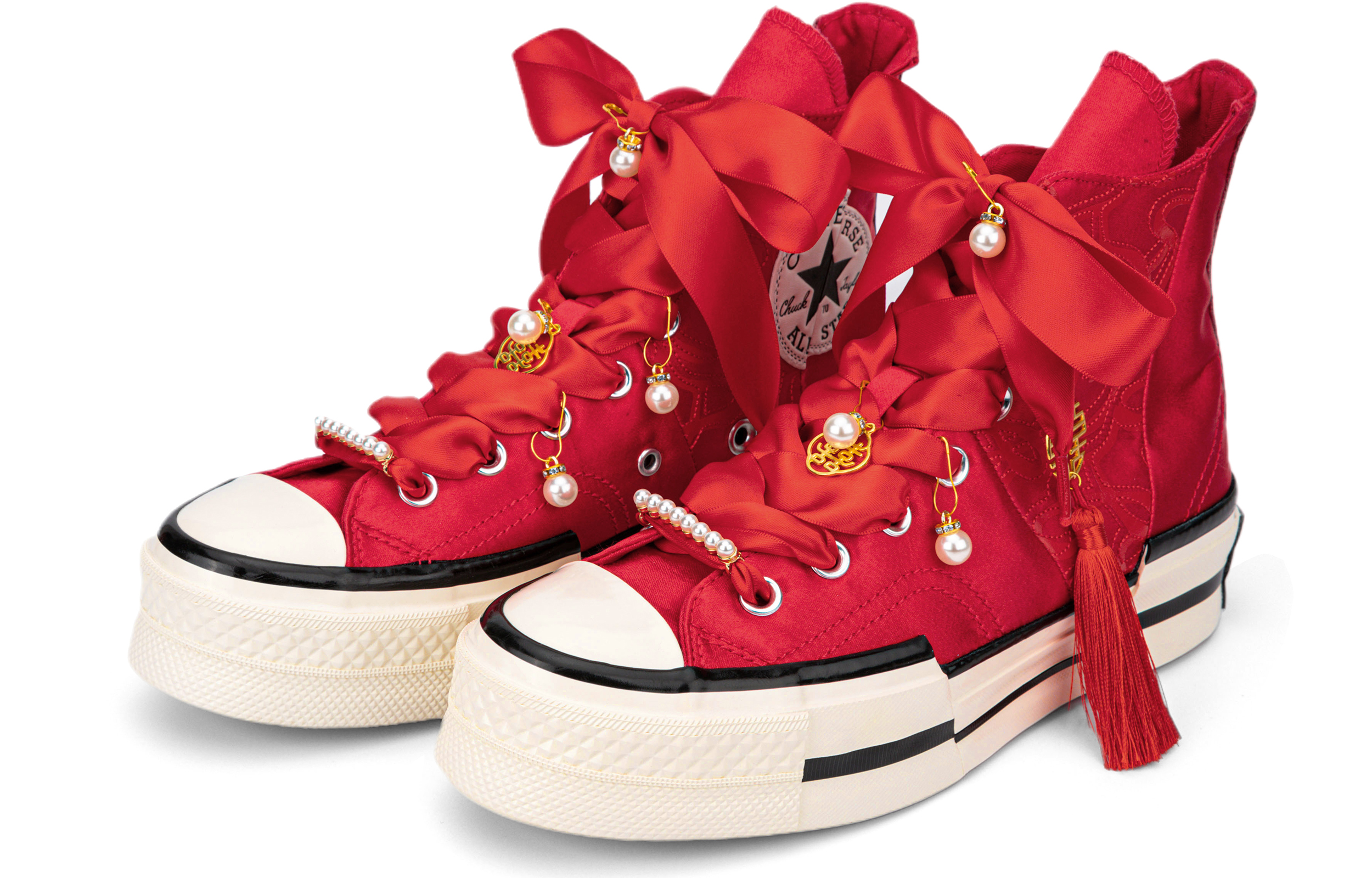 Shop [Custom Schuhe] Converse Chuck Taylor All Star 1970s ''Wedding Red - Fransen & Perlen'' A05265C(Team18-流苏婚鞋SBOX)