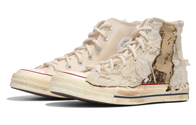 Lookbook 【定制球鞋】Converse 1970s NO.205 灼烧書法 做舊破壞 中國風 高筒 休閒 高筒 帆布鞋 男女同款 米色