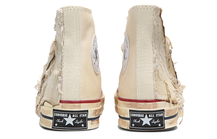 Shop 【定制球鞋】Converse 1970s NO.205 灼烧書法 做舊破壞 中國風 高筒 休閒 高筒 帆布鞋 男女同款 米色