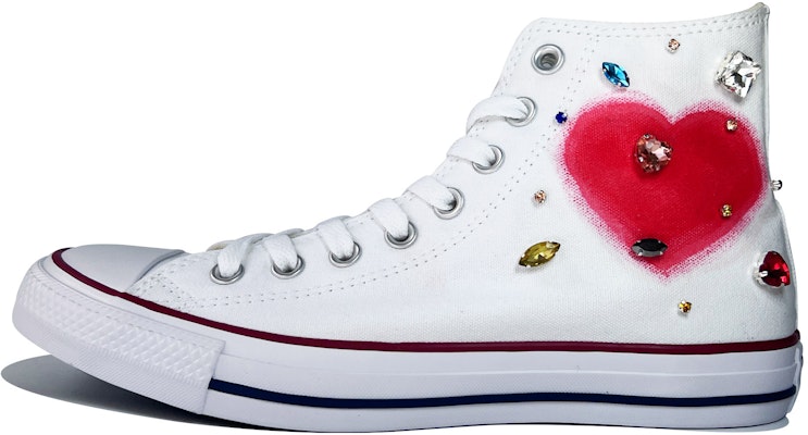 Sepatu Custom Converse Chuck Taylor All Star Tinggi 'Love Sparkle Pink Putih' 101009C(TeamD-男女同款爱心彩钻) Buy Sepatu Custom Converse Chuck Taylor All Star Tinggi 'Love Sparkle Pink Putih' 101009C(TeamD-男女同款爱心彩钻)