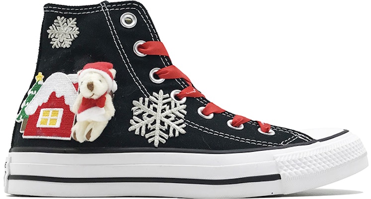 【訂製球鞋】Converse Chuck Taylor All Star Core 高筒 聖誕節 烫印刺繡小熊章仔 男女同款 帆布鞋 黑綠紅 Order 【訂製球鞋】Converse Chuck Taylor All Star Core 高筒 聖誕節 烫印刺繡小熊章仔 男女同款 帆布鞋 黑綠紅