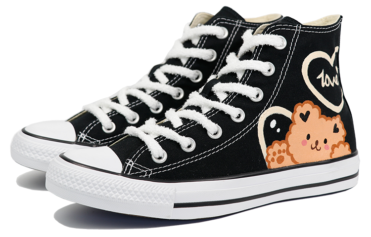 Lookbook 귀여운 곰 커스텀 척테일러 하이 블랙옐로 101010(TeamThree-男女同款小熊黑黄)