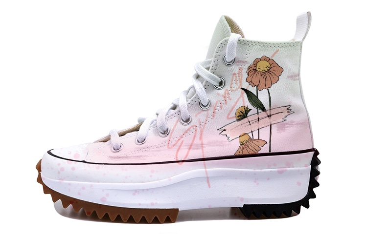 Buy 【定製球鞋】Converse Run Star Hike OKHR 潑墨 字母 塗鴉漸變 向日葵 增高厚底 高筒 帆布鞋 男女同款