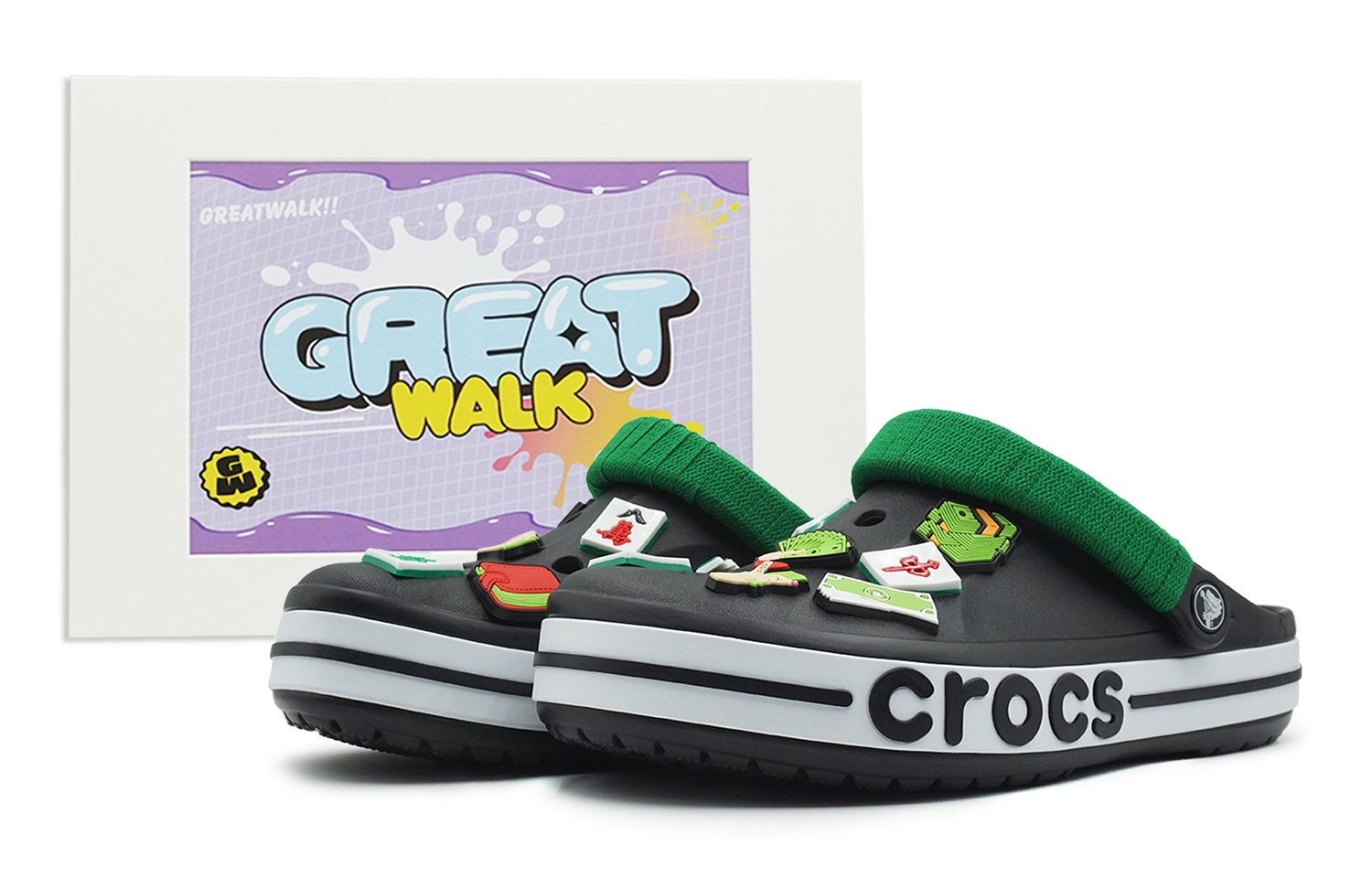 [Custom Shoes] Crocs Bayaband Clog Great Walk Lucky Vibe Black Casual Clog 205089-066 (Team322 - "Good Luck and Prosperity")