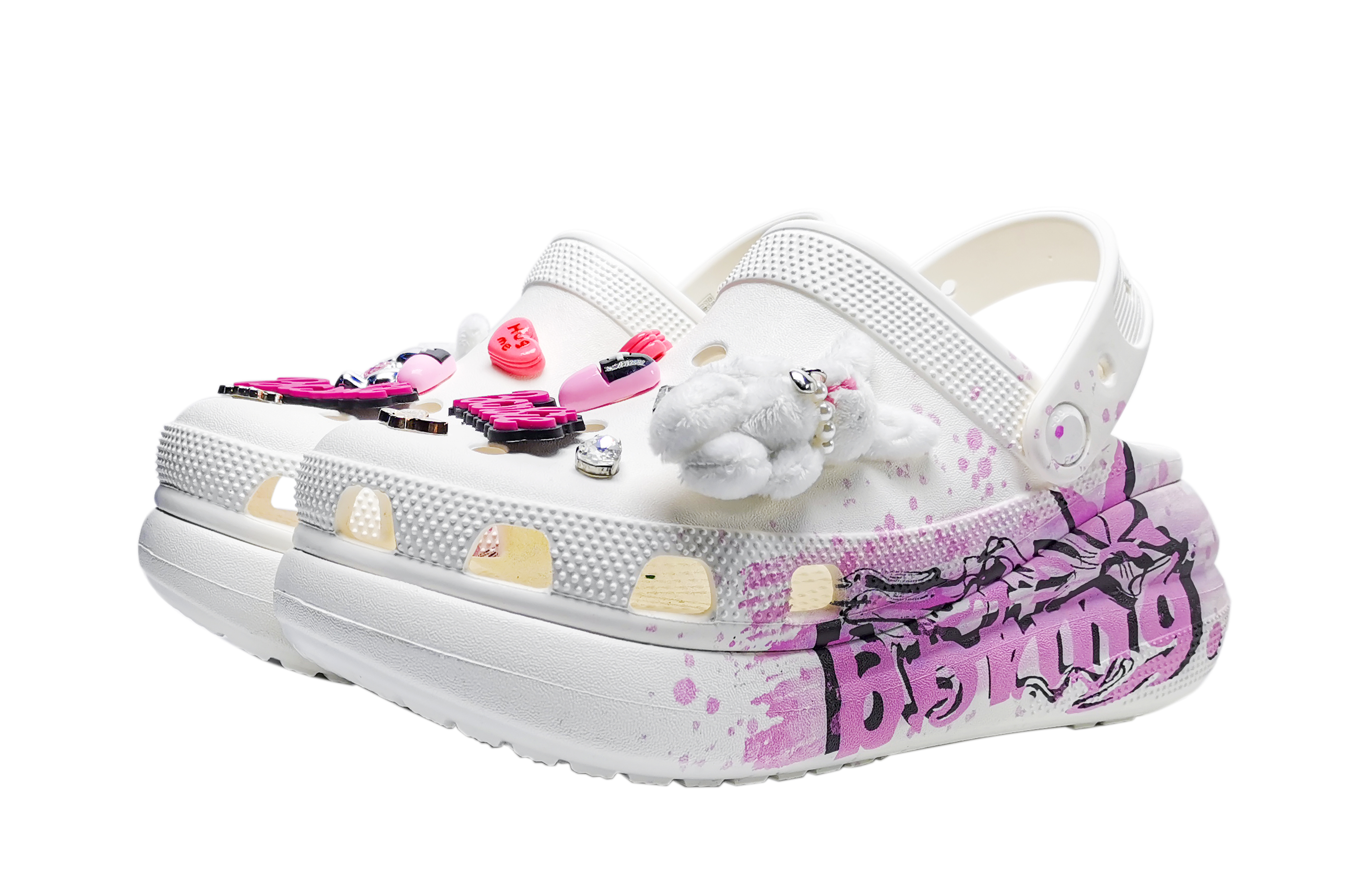 Shop [Kasut Custom] Crocs Classic Clog 'Siput Putih Membosankan' 207521-100(Team185-boring）