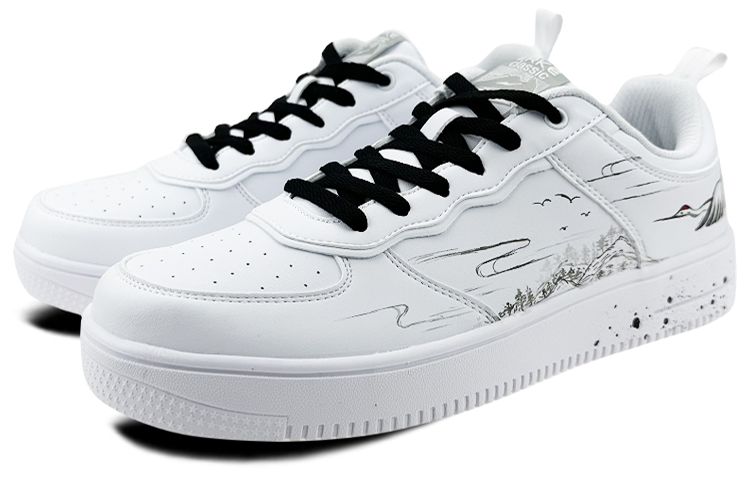 Lookbook [Kasut Custom] ERKE Low Top ‘Ink Crane Putih-Hitam’ 51120101207-001(Team叁-男款鹤QD)