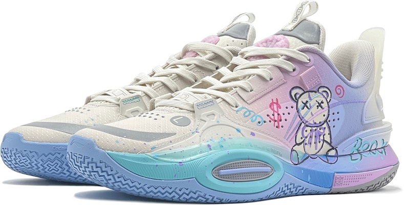 【定製球鞋】 LiNing李寧 棉花糖 漸變噴繪 小熊塗鴉 特殊鞋盒 低筒 籃球鞋 男款 藍紫 Lookbook 【定製球鞋】 LiNing李寧 棉花糖 漸變噴繪 小熊塗鴉 特殊鞋盒 低筒 籃球鞋 男款 藍紫