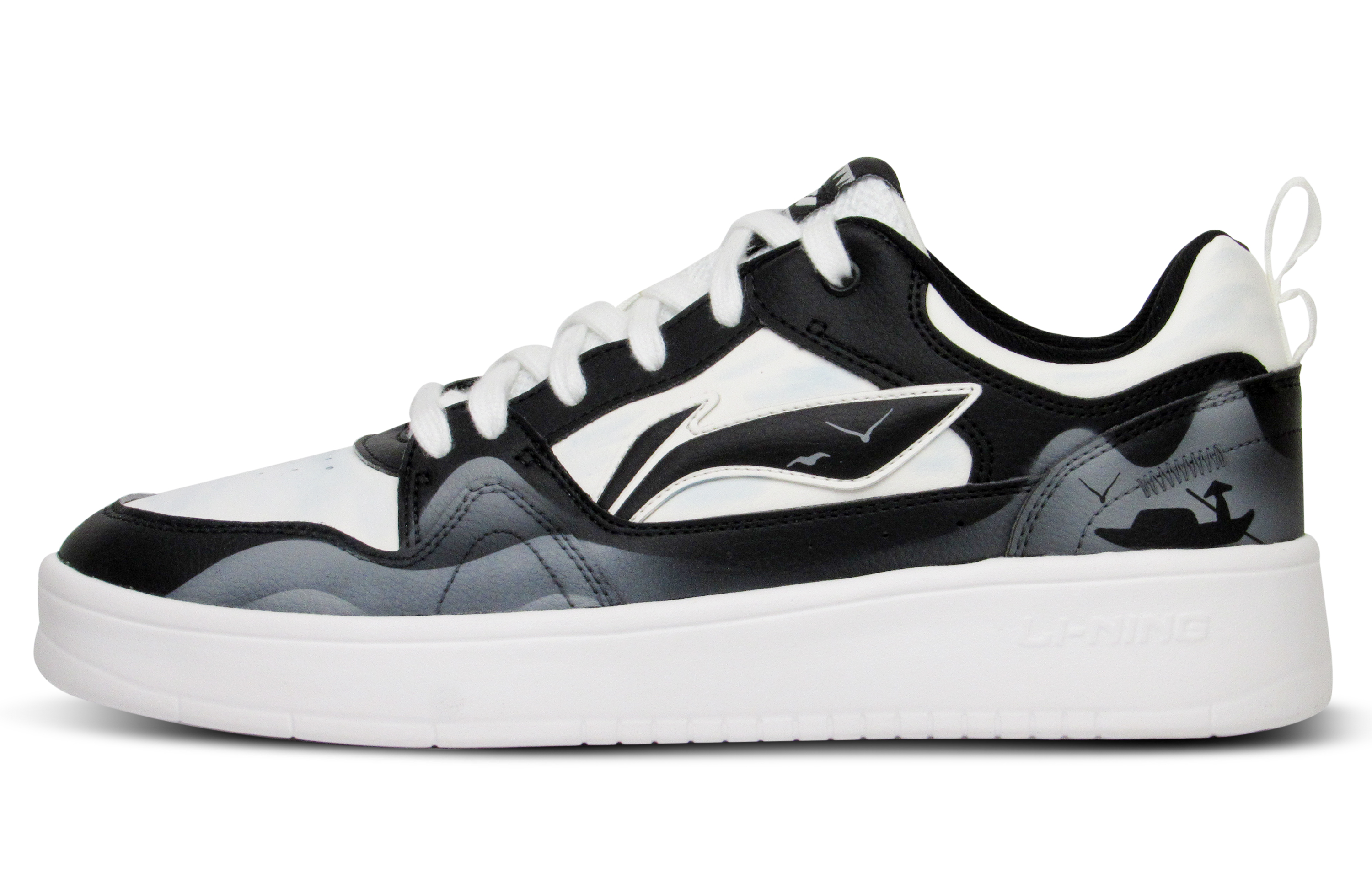 [Custom Shoes] Li-Ning Casual Low 'Ink Wash - Black White Grey'