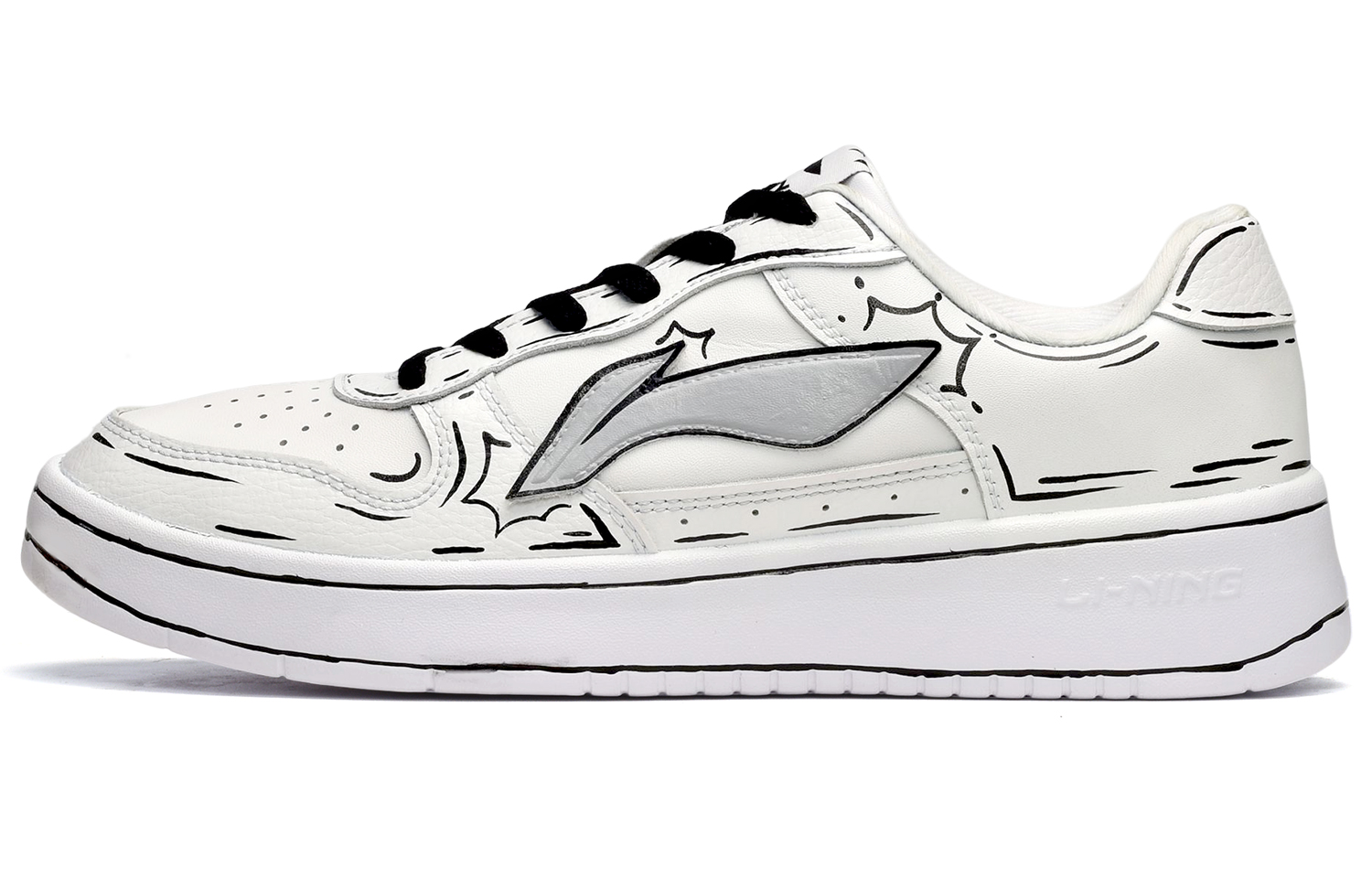 [Custom Shoes] Li-Ning Casual Low 'Monochrome Anime Lines'
