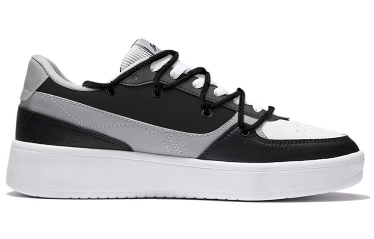 Order 【定制球鞋】LiNing李寧 復古經典 暗黑潮流 解構綁帶 經典百搭 輕便透氣 低幫 板鞋 男款 黑白灰