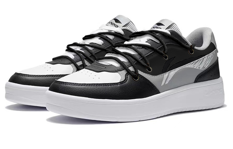 Lookbook 【定制球鞋】LiNing李寧 復古經典 暗黑潮流 解構綁帶 經典百搭 輕便透氣 低幫 板鞋 男款 黑白灰