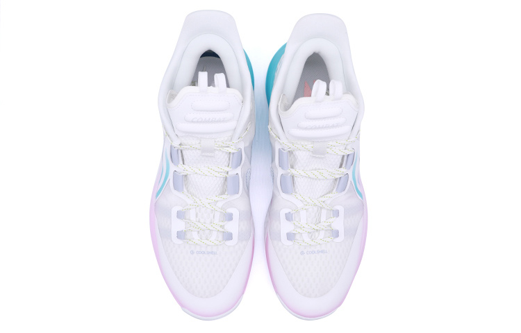 Shop 【定制球鞋】 LiNing李寧 Combat Low 織物 減震防滑耐磨透氣包裹性支撐 低幫 籃球鞋 男款 藍白粉