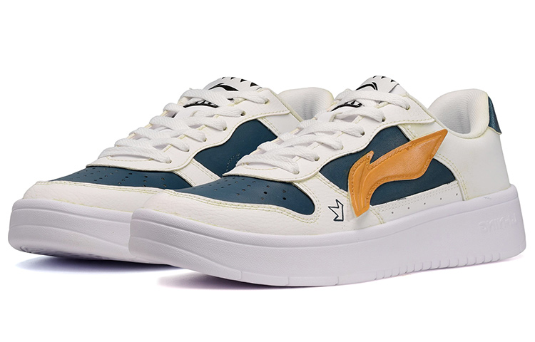Lookbook [Kasut Custom] Li-Ning Crown Low 'Putih Biru Jingga' AGCQ455-2(TeamE-男款皇冠宝蓝橙)