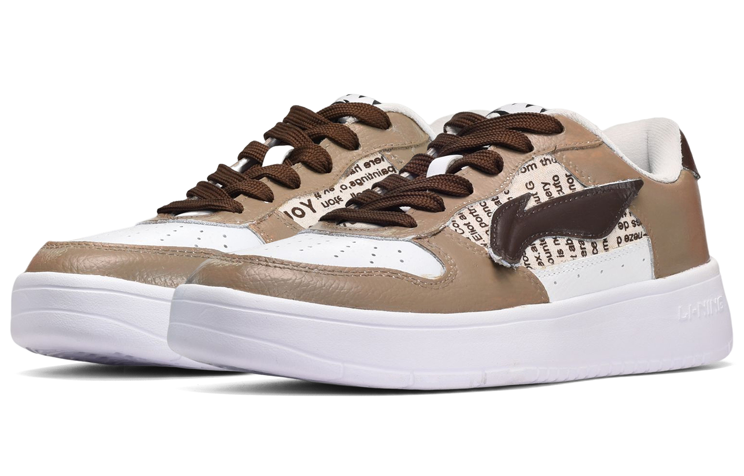 Lookbook [定制鞋] 李宁定制设计低帮‘白棕’ AGCQ455-2(TeamE-男款英文贴白棕)