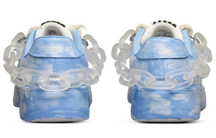 Shop 【定製球鞋】 LiNing李寧 克萊因藍 做舊 壓克力鏈 百搭 送男友 經典休閒 低幫 板鞋 男款 藍白