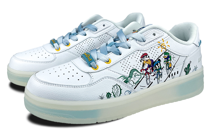Lookbook 【定製球鞋】 LiNing李寧 迪士尼聯名 藝術塗鴉 可愛 低幫 板鞋 男款 白藍