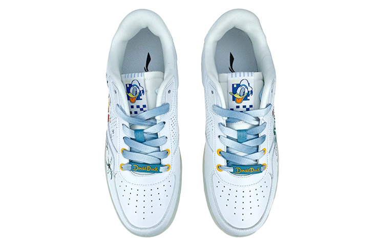 Shop 【定製球鞋】 LiNing李寧 迪士尼聯名 藝術塗鴉 可愛 低幫 板鞋 男款 白藍