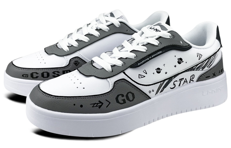 Lookbook 리닝 커스텀 갤럭시 낙서 로우 (80자 이내) AGCR197-2(Team叁-男款字母白灰)