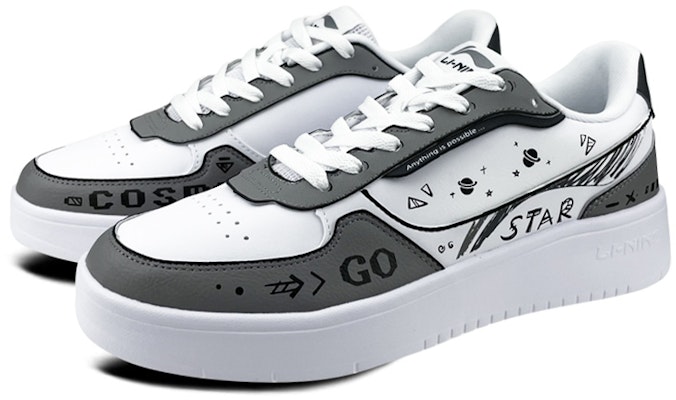 리닝 커스텀 갤럭시 낙서 로우 (80자 이내) AGCR197-2(Team叁-男款字母白灰) Lookbook 리닝 커스텀 갤럭시 낙서 로우 (80자 이내) AGCR197-2(Team叁-男款字母白灰)