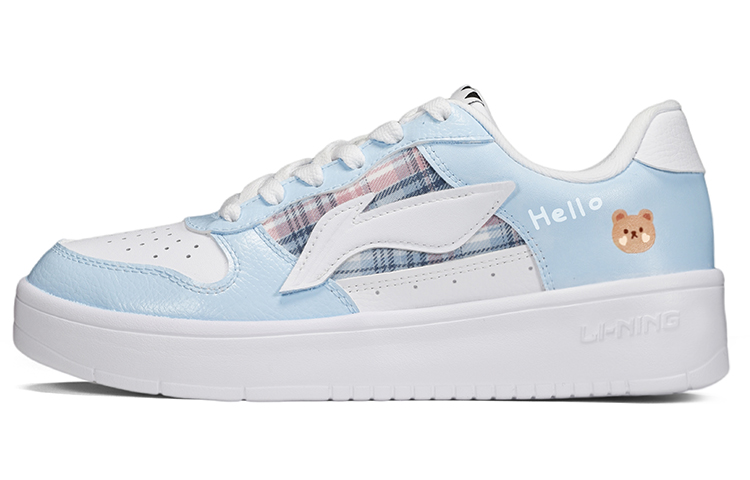 [Custom Shoes] Li-Ning JK 'Plaid Patch & Anime Bear - White Blue'