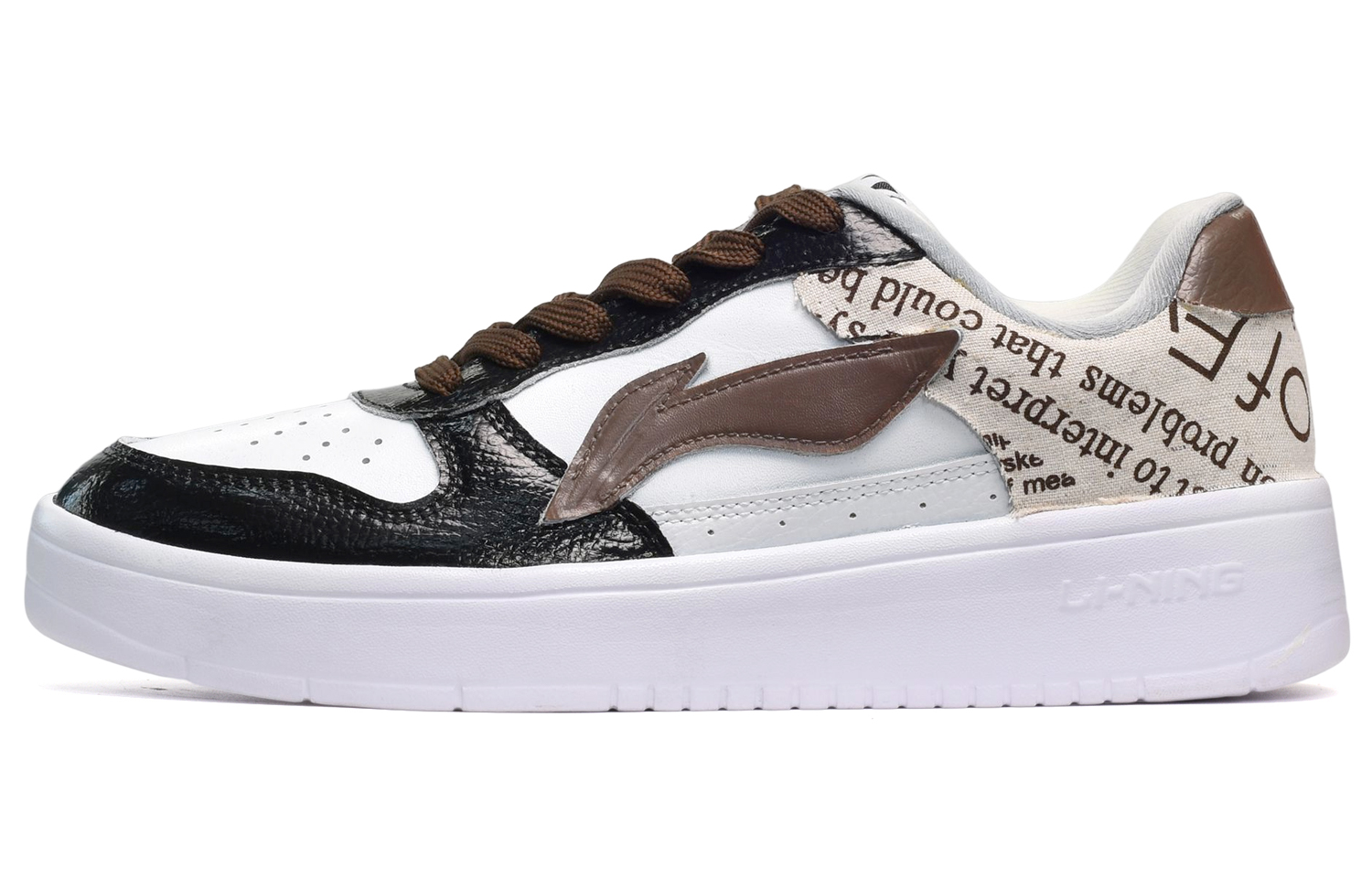 Buy [Zapatos Personalizados] Li-Ning Kast 'Periódico Blanco Marrón Negro' AGCQ455-2(TeamE-男款报纸布贴黑白棕)