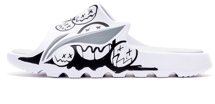 custom-shoes-li-ning-lnbb-slide-sobbing-face-hand-painted-graffiti