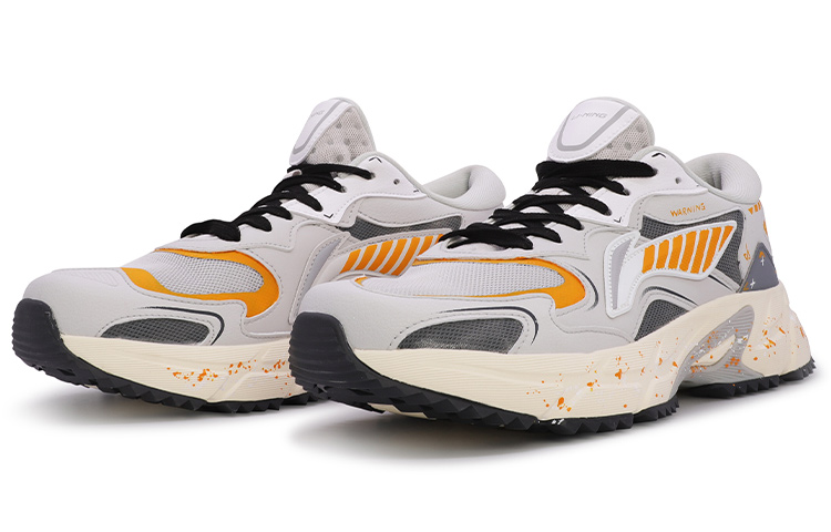 Lookbook 李寧カスタムシューズ「サイバーパンク・グラフィティ」オレンジ/グレー ARLR003-4(TeamM-男款线条橙灰)