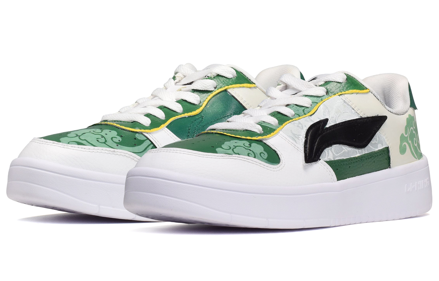 Lookbook 리닝 커스텀 로우 '블랙 화이트 그린' (Li-Ning Custom Low 'Black White Green') AGCQ455-2(TeamE-男款云纹黑白绿)