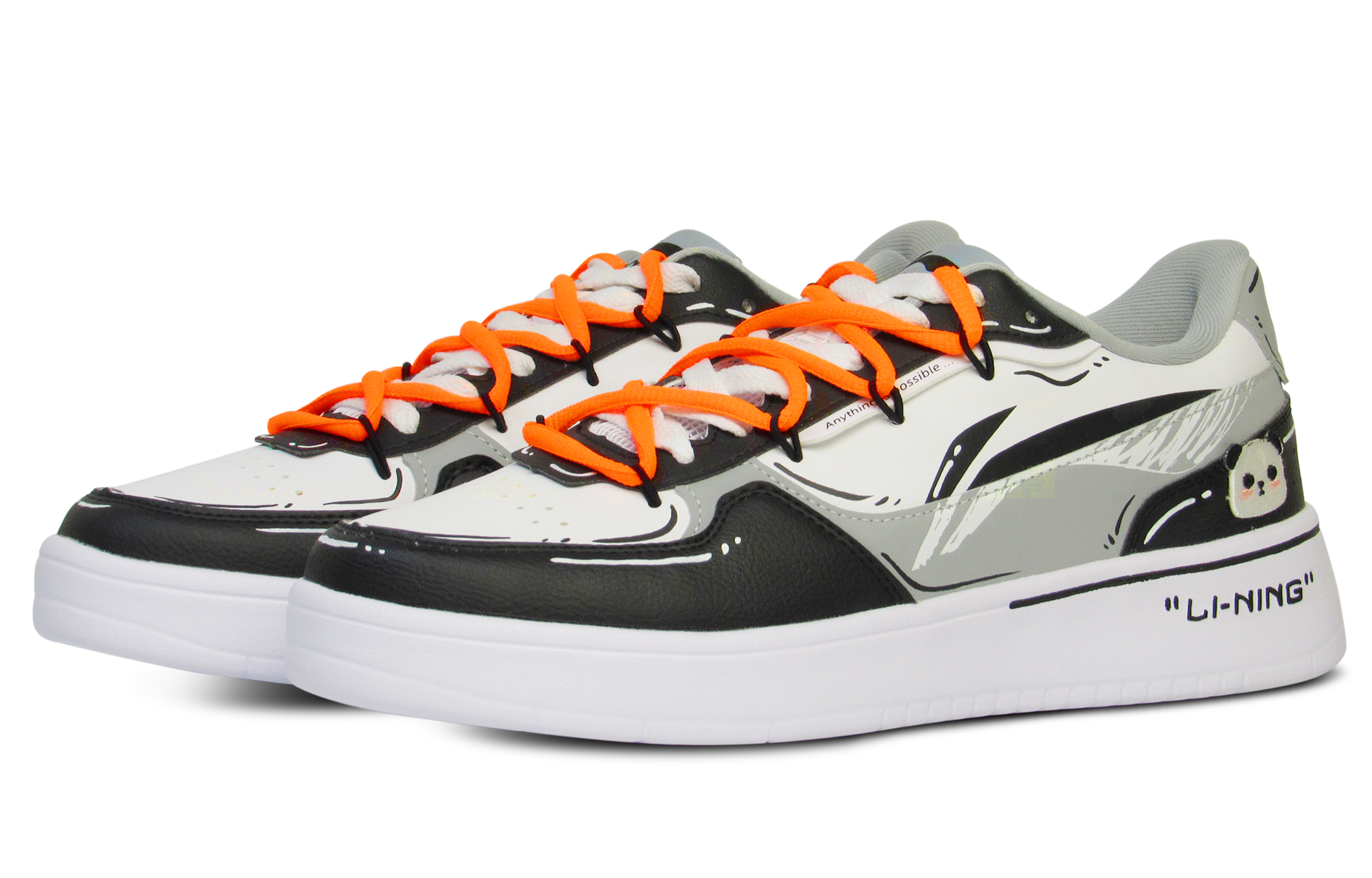 Lookbook [カスタムシューズ] リーニン ロー 'パンダ ホワイト ブラック オレンジ' AGCR197-6(Team65-熊猫二次元)