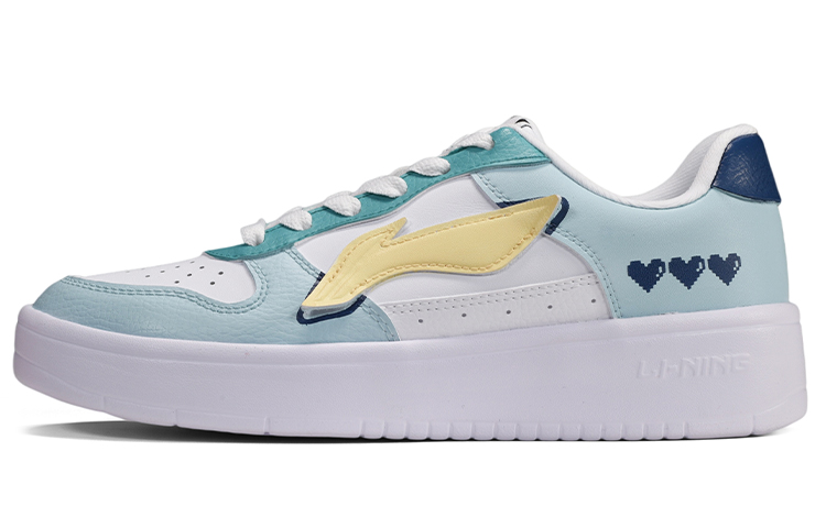 [Custom Shoes] Li-Ning Low Top 'Lemon Yellow & Light Blue Hearts'