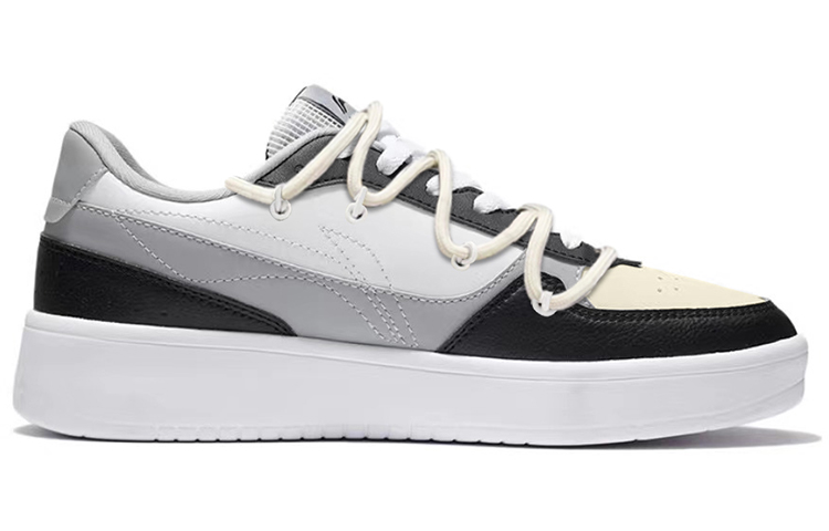 Order 李寧 レトロ 解構ストラップ 黒米灰 (カスタムシューズ) AGCR197-6-(TeamY-男款经典潮流黑白灰)