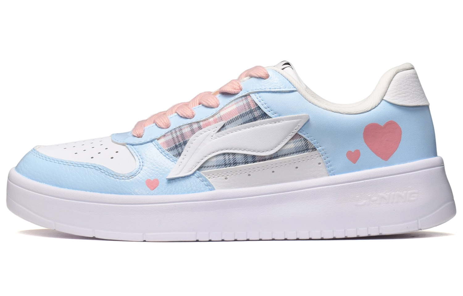 Buy [Sepatu Kustom] Li-Ning Retro High Street 'Plaid Heart Pink Putih Biru' AGCQ455-2(TeamE-男款格纹爱心粉白蓝)