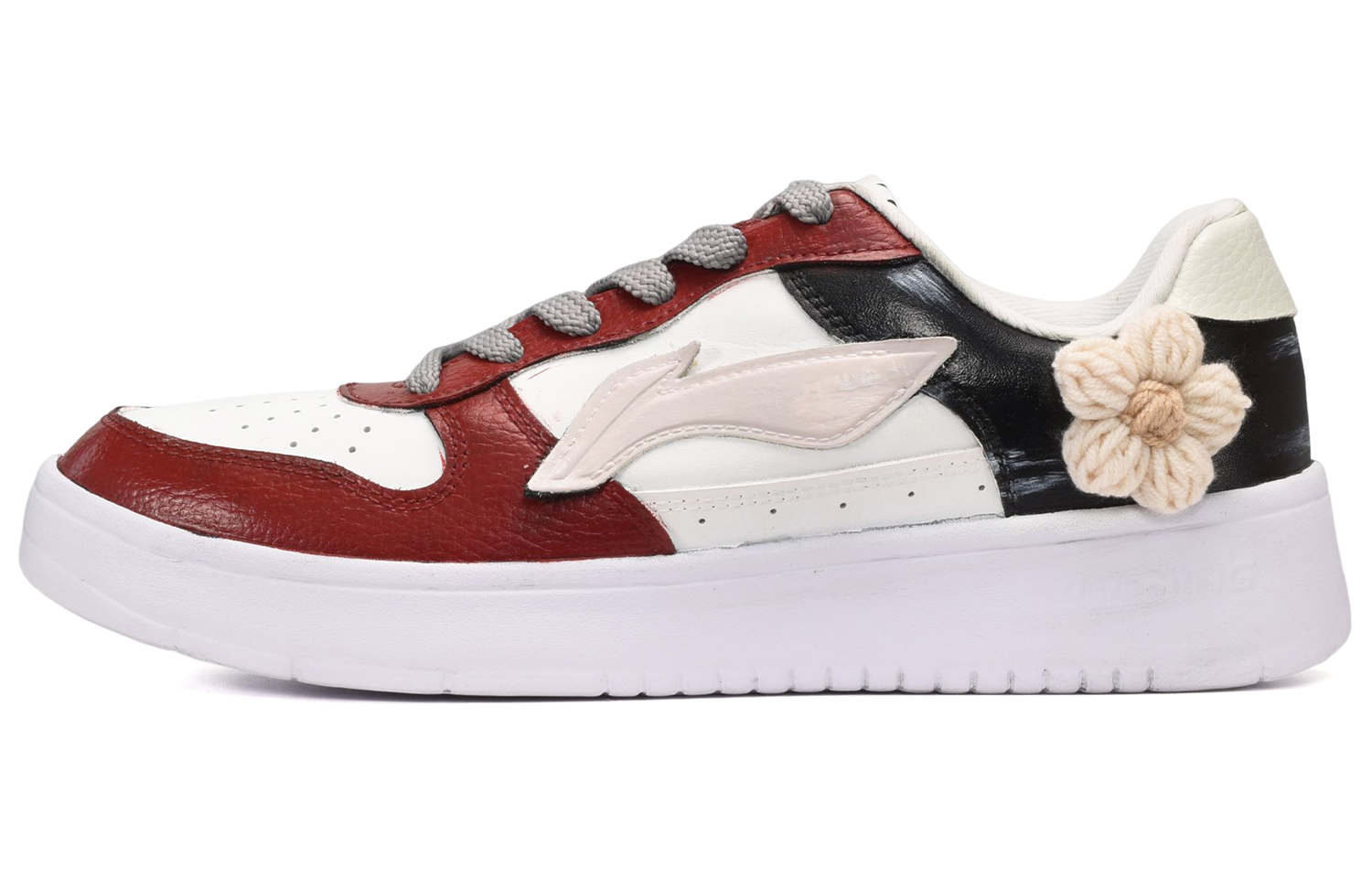 [Custom Shoes] Li-Ning Retro Knit 'Black White Red Floral'