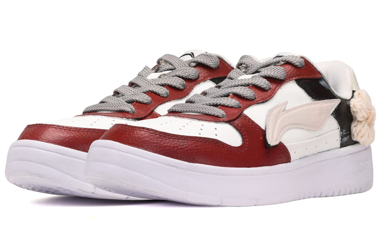 Lookbook [カスタムシューズ] リーニン レトロニット 'ブラック ホワイト レッド フローラル' AGCQ455-2(TeamE-男款针织花朵黑白灰)