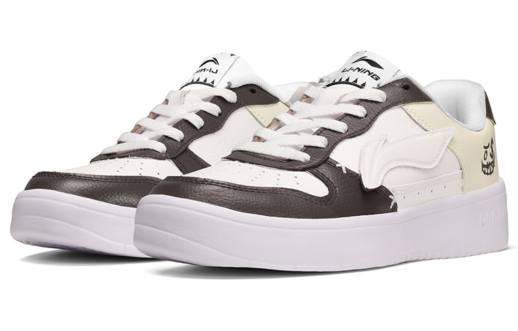 Lookbook Zapatillas Li-Ning Retro "Graffiti Sonrisa" Blanca/Marrón AGCQ455-2(TeamE-男款鬼脸涂鸦白棕)