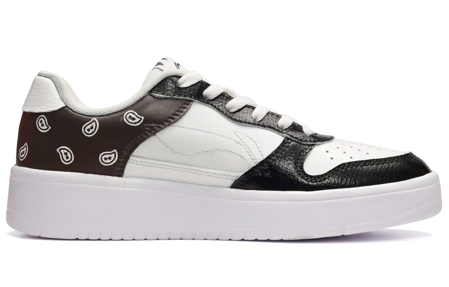 Order 【定制鞋】李宁复古街头低帮“腰果花黑白棕” AGCQ455-2(TeamE-男款腰果花黑白棕)