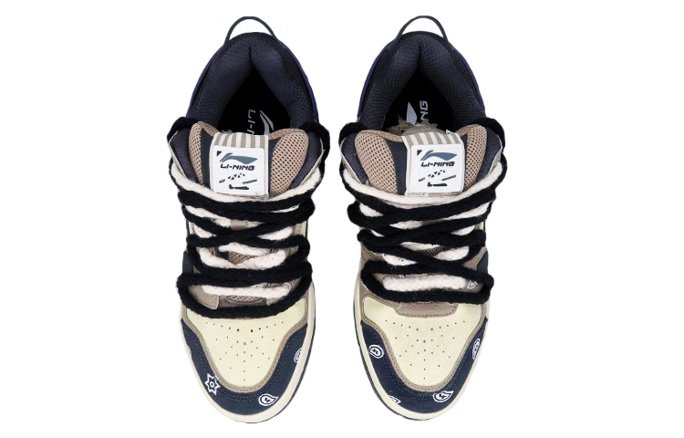 Shop 리닝 스케이트 로우 '블랙 브라운 퍼플 디컨' (커스텀) AGCR297-4(Team肆-男款喷绘腰果花做旧解构)