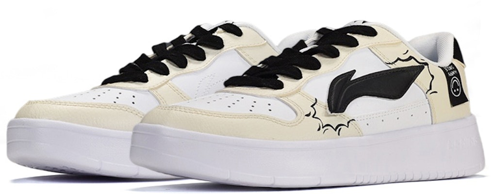 【定制球鞋】 LiNing李寧 做舊 笑臉 布貼 耐磨 低幫 板鞋 男款 米黃 Lookbook 【定制球鞋】 LiNing李寧 做舊 笑臉 布貼 耐磨 低幫 板鞋 男款 米黃