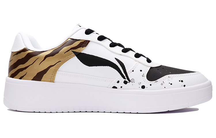 Order 【定制球鞋】LiNing李寧 虎年定制 虎紋 潑墨 中國風 新年定制主題 低幫 板鞋 男款 黑黃