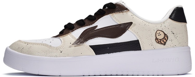 custom-shoes-li-ning-sneaker-low-hand-painted-patch-grey-brown-chocolate-cartoon-acorn