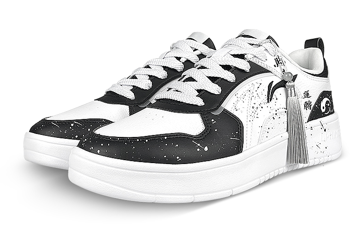 Lookbook 【訂製球鞋】 LiNing李寧 穗歲 水墨 時來運轉 流蘇 潑墨 國風 低筒 板鞋 男款 白黑