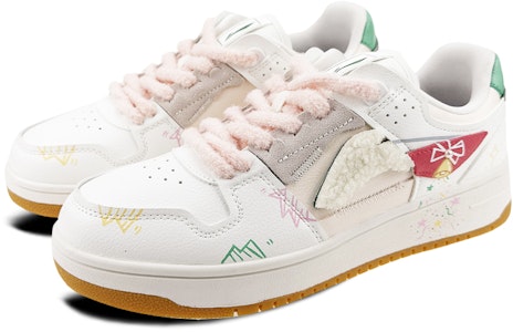 【定制球鞋】LiNing李寧 天跡 是在玩鞋 禮盒 羊羔毛 聖誕 鈴鐺 塗鴉 低幫 板鞋 男款 白綠 Lookbook 【定制球鞋】LiNing李寧 天跡 是在玩鞋 禮盒 羊羔毛 聖誕 鈴鐺 塗鴉 低幫 板鞋 男款 白綠