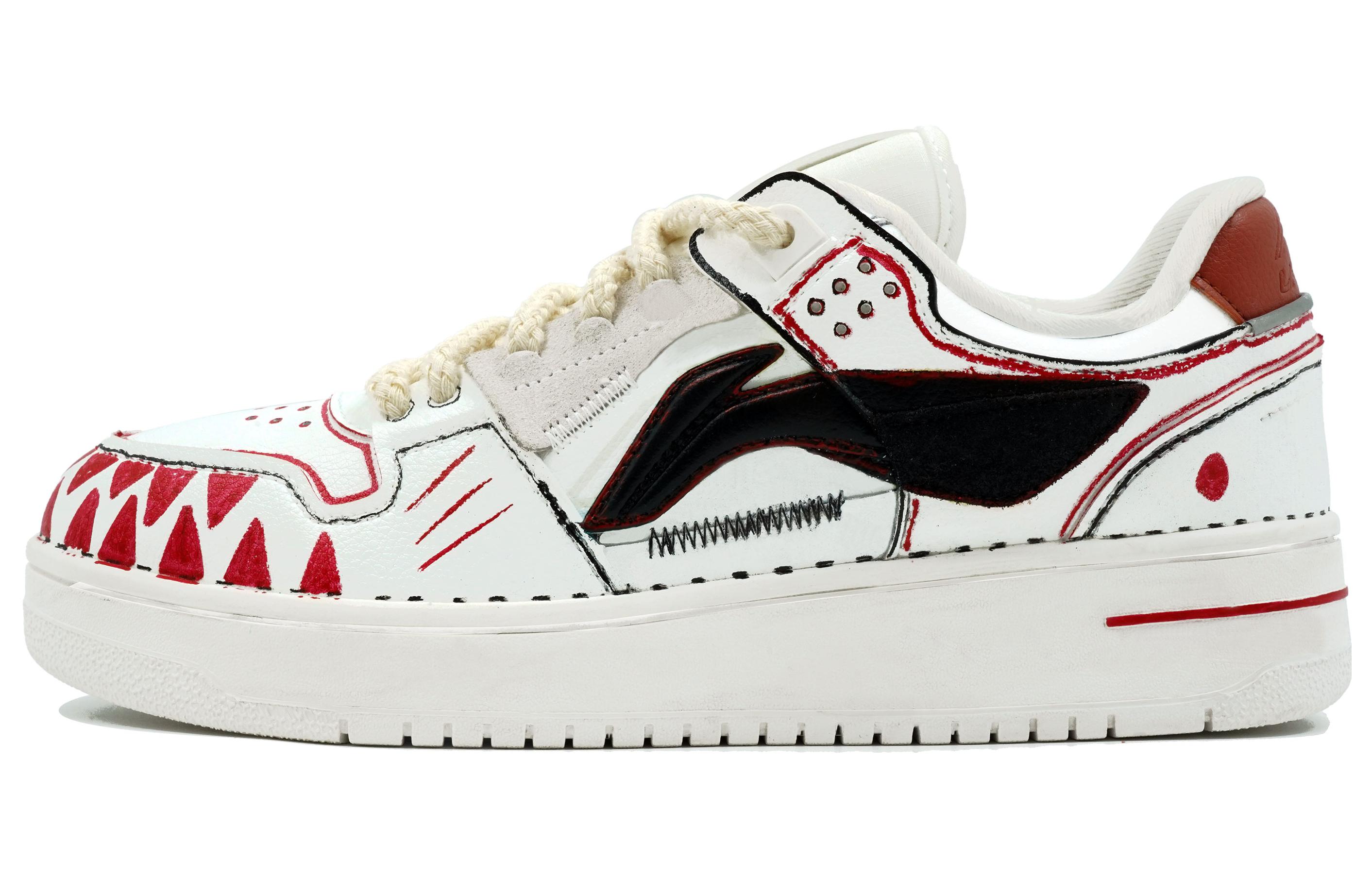 Order [Sepatu Kustom] Li-Ning Tianji 'Shark Graffiti Putih-Hitam' AGCP299-5(Team113--鲨鱼)