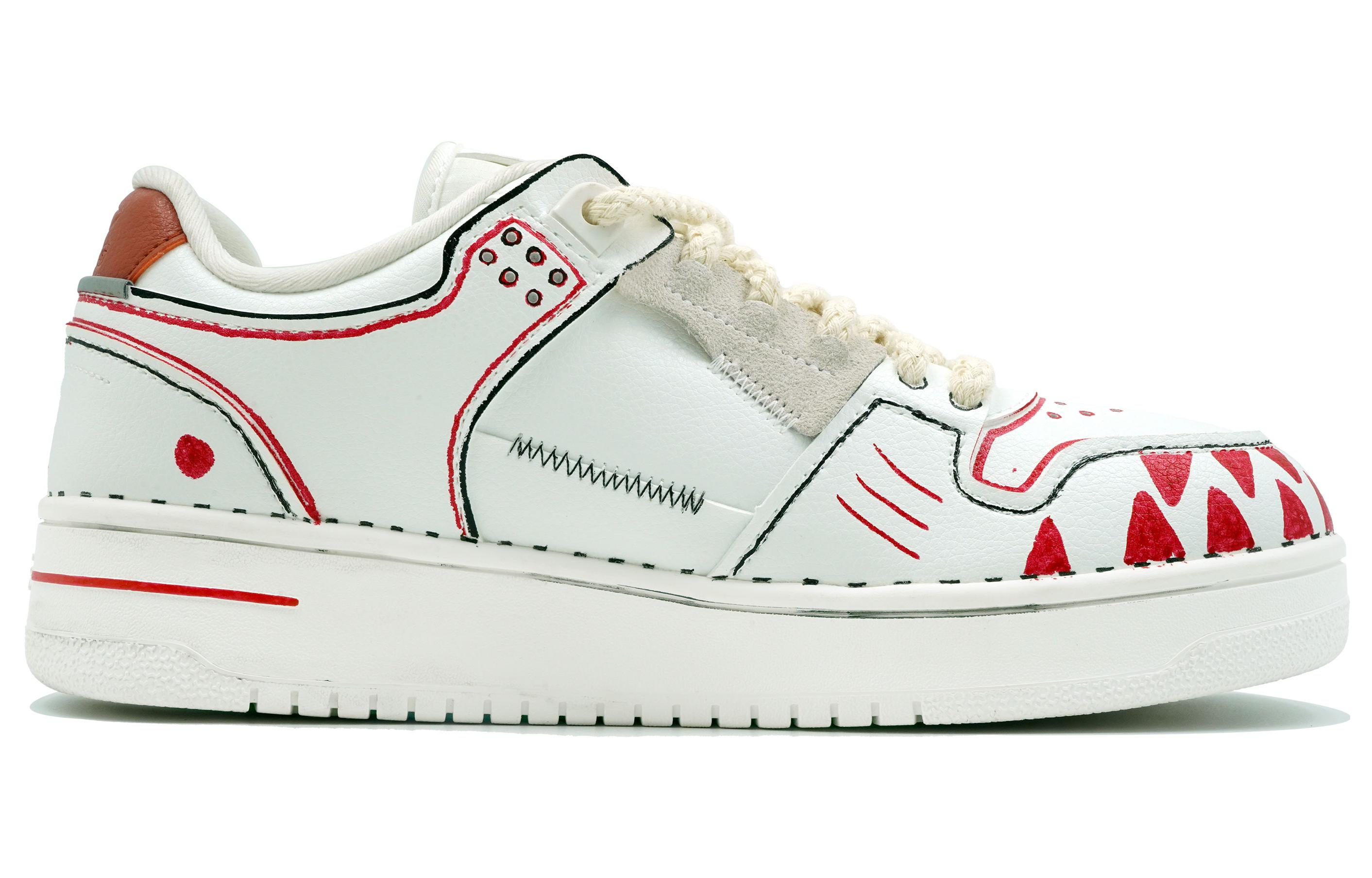 Lookbook [Sepatu Kustom] Li-Ning Tianji 'Shark Graffiti Putih-Hitam' AGCP299-5(Team113--鲨鱼)