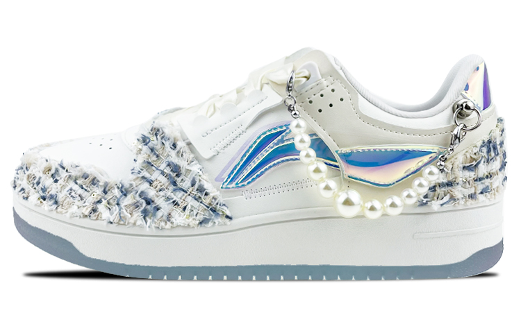 Buy [Kasut Custom] Li-Ning Tianji 'Valentine' Wanita 'Putih Biru' Rantai Pearl & Reben AGCP362-8(Team叁-女款小香风S-BOX)