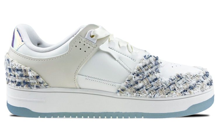 Order [Kasut Custom] Li-Ning Tianji 'Valentine' Wanita 'Putih Biru' Rantai Pearl & Reben AGCP362-8(Team叁-女款小香风S-BOX)