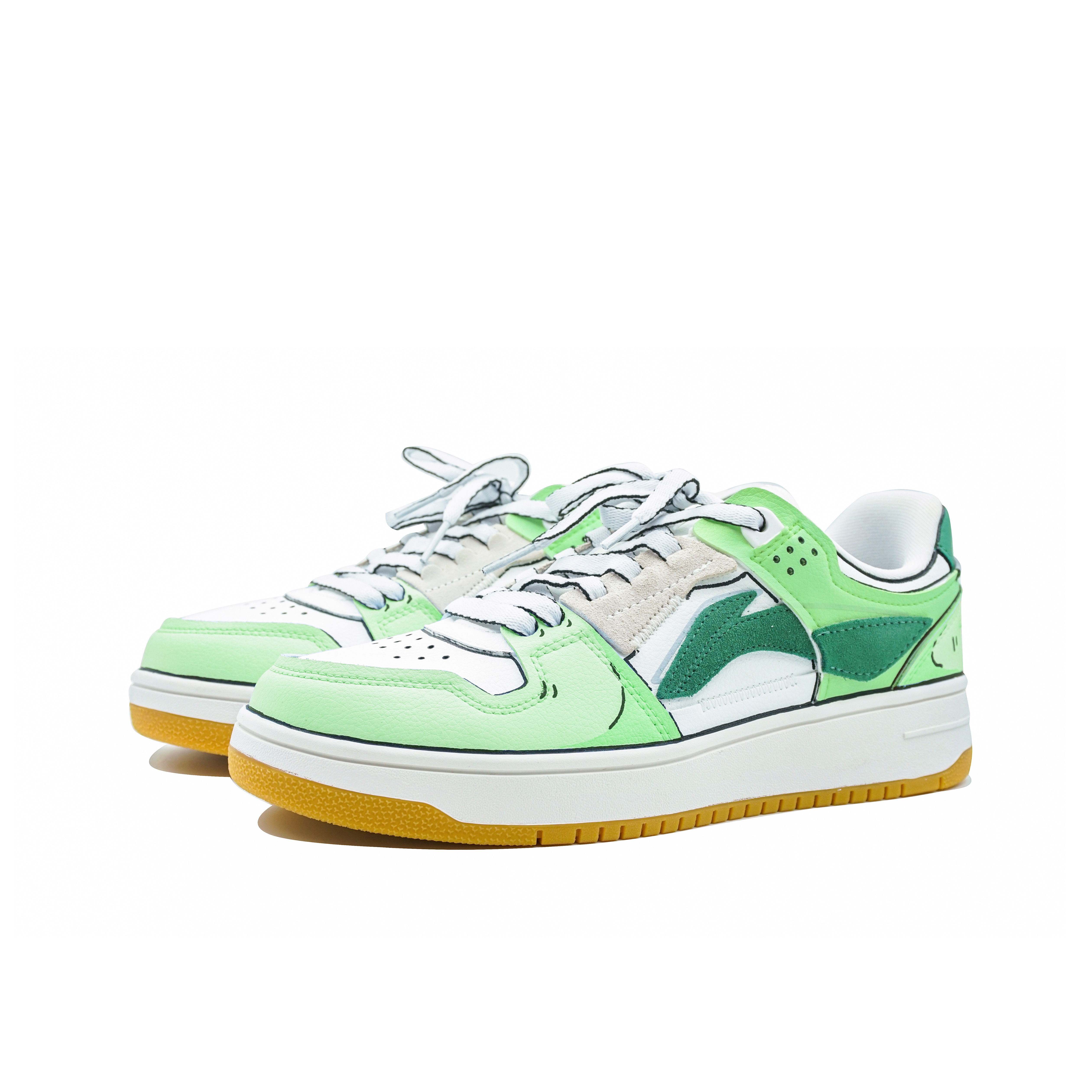 Lookbook [Chaussures Personnalisées] Li-Ning Tianji ''Blanc Vert Chaos'' AGCP299-6(Team陆-二次元白绿)