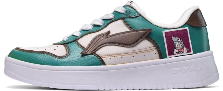 【定製球鞋】LiNing李寧 復古風 鯊魚皮貼 低筒 板鞋 男款 白綠棕 Buy 【定製球鞋】LiNing李寧 復古風 鯊魚皮貼 低筒 板鞋 男款 白綠棕