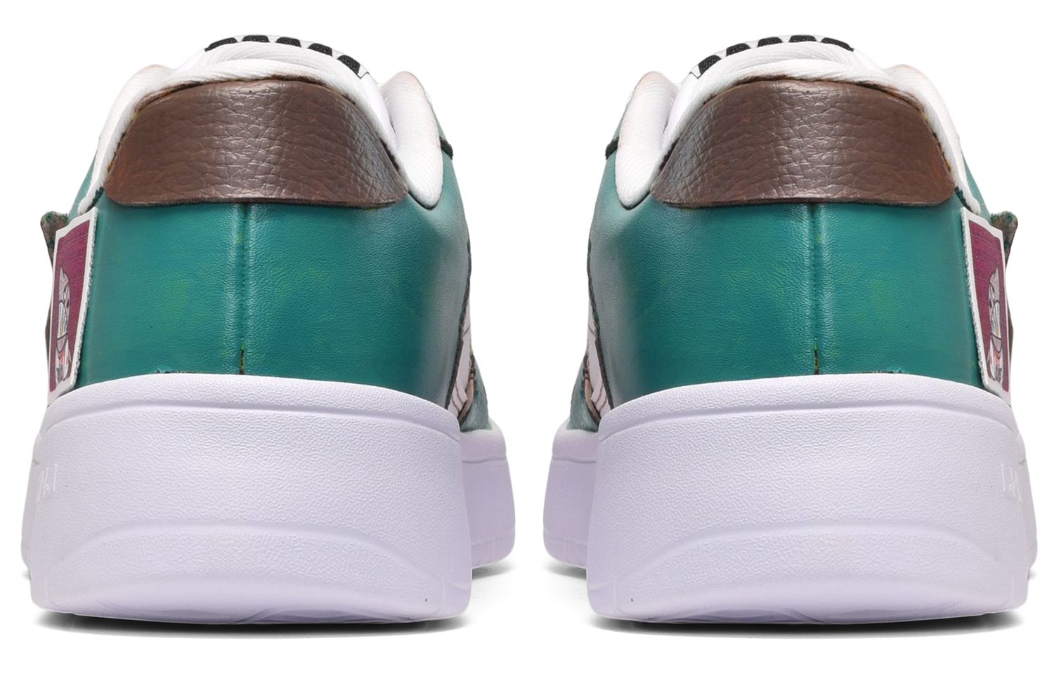 Shop [Sepatu Custom] Li-Ning Vintage Low 'Putih Hijau Coklat' AGCQ455-2(TeamE-男款鲨鱼皮贴白绿棕)