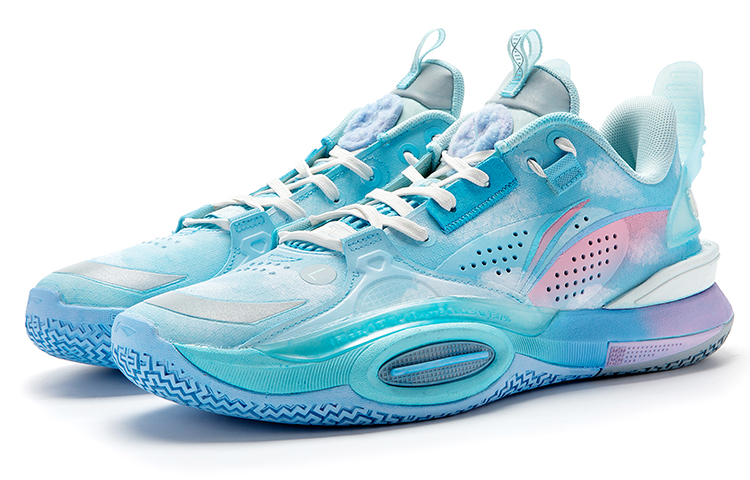 Lookbook 【定制球鞋】LiNing李寧 全城10 野鶴製造 回彈減震籃球鞋 珍珠白 棉花糖 中國風 藍天白雲 漸變 手繪 男款 藍粉